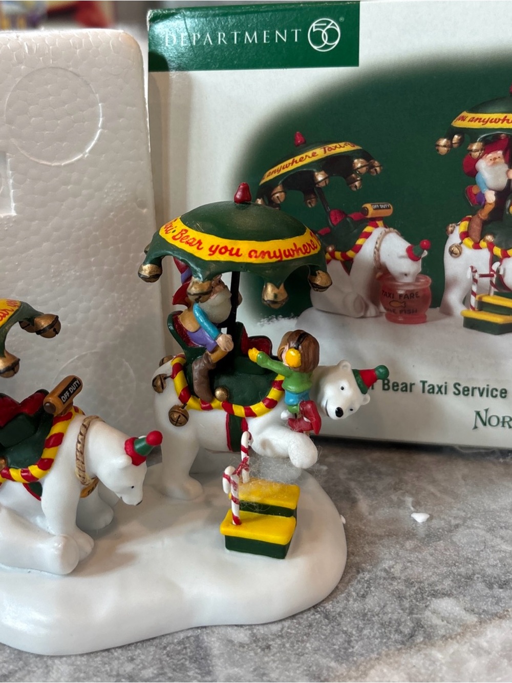 Department 56 Holiday Polar Bear Carousel Figurine - Green, White & Red
